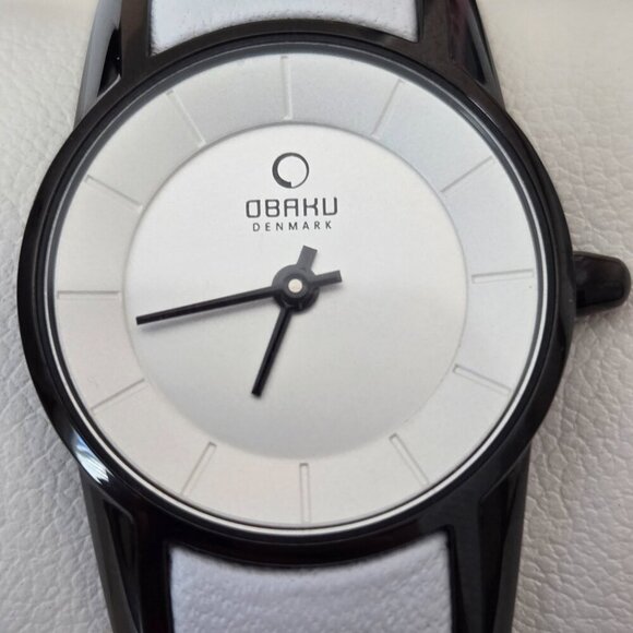 Obaku Denmark Women's Watch White Leather Minimalist Quartz Analog black/white - Picture 6 of 11